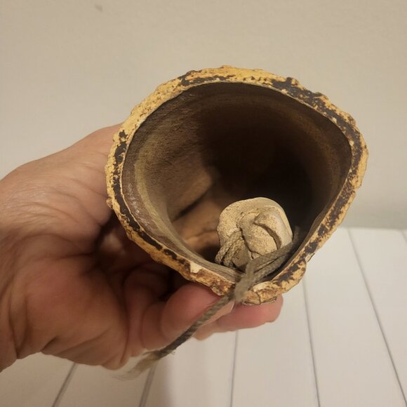 Studio Art Pottery Hanging Owl Wind Chime Decor Brown Garden Home Boho 7" high - Picture 5 of 11